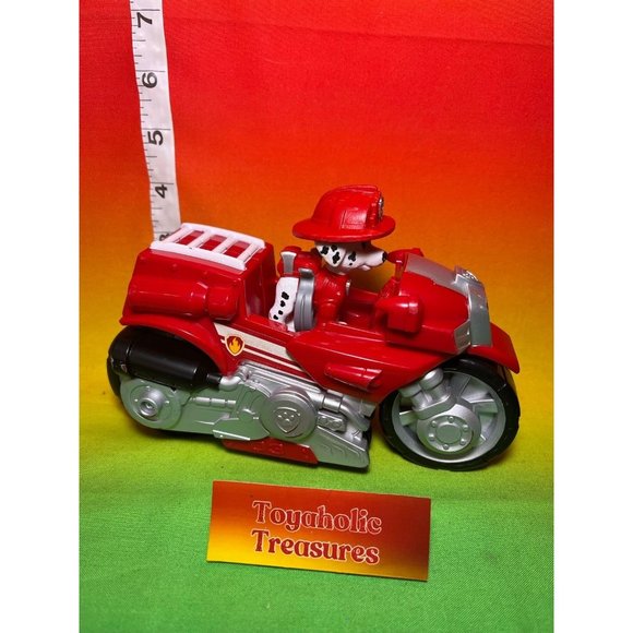 Paw Patrol Moto Pups Marshall’s Deluxe Pull Back Wheelie Motorcycle Vehicle - Picture 2 of 3